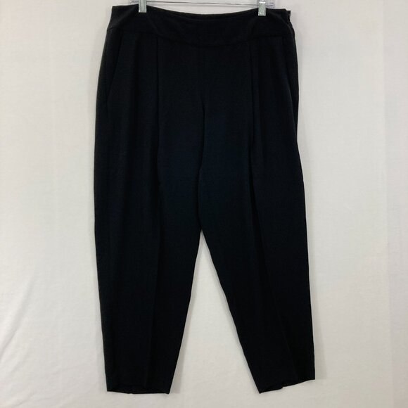 Eileen Fisher size Medium Black Side Zip Soft Lyocell Blend Cropped Pants Office - Picture 1 of 10